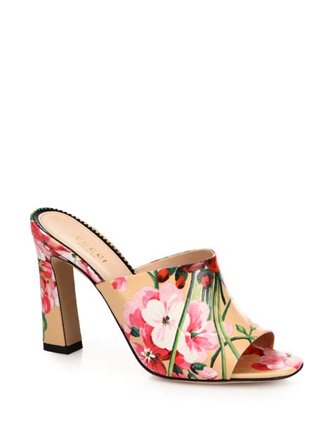 gucci floral mules|gucci heeled mules.